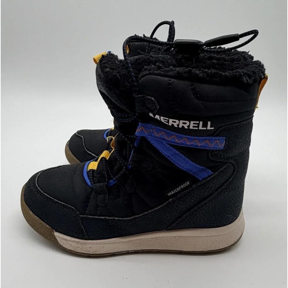 Merrell Snow Boots Youth Sz 11 Black Snow Crush 3.0 MK266123 Waterproof Fur‎